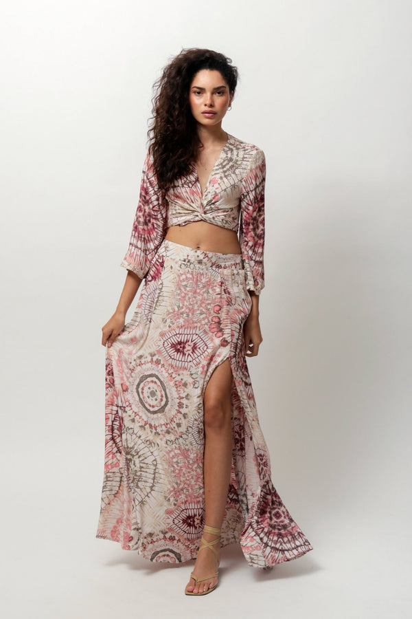 Summer Tie Dye Crop Top and Maxi Skirt Set